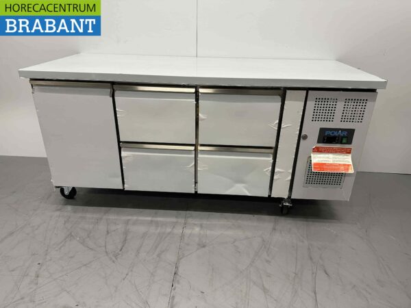 RVS Polar Koelwerkbank 1 deur en 4 laden 179,5 cm 230V Horeca