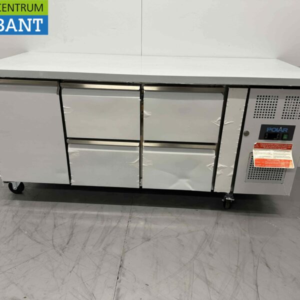 RVS Polar Koelwerkbank 1 deur en 4 laden 179,5 cm 230V Horeca