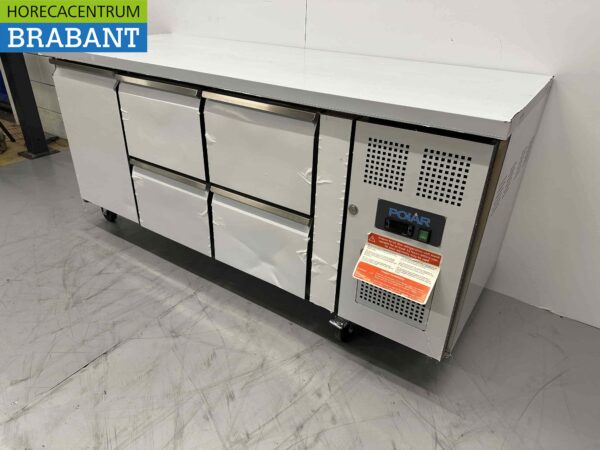 RVS Polar Koelwerkbank 1 deur en 4 laden 179,5 cm 230V Horeca - Afbeelding 2