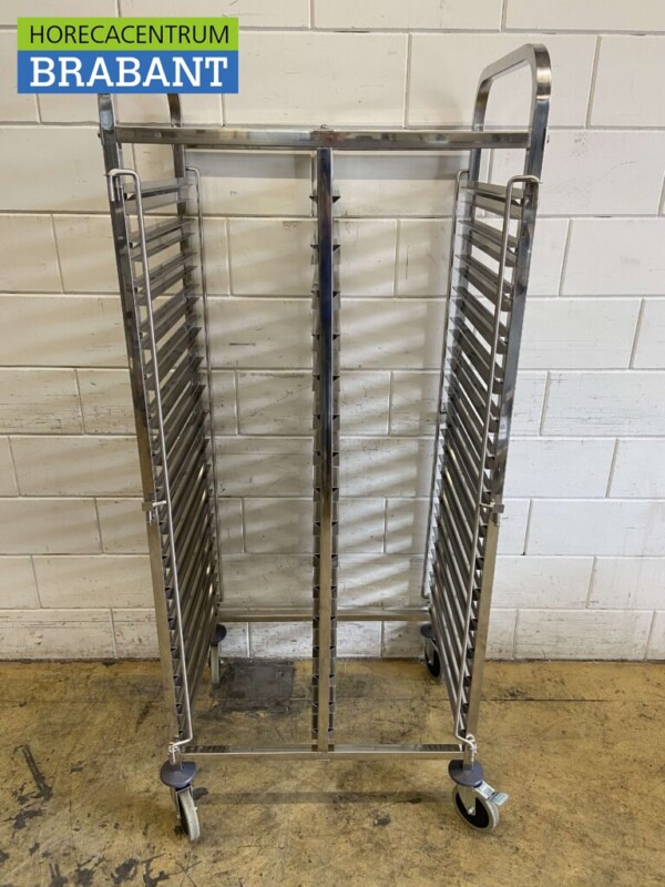 RVS Dubbele regaalwagen 30 x 1/1 Gastronorm GN Horeca