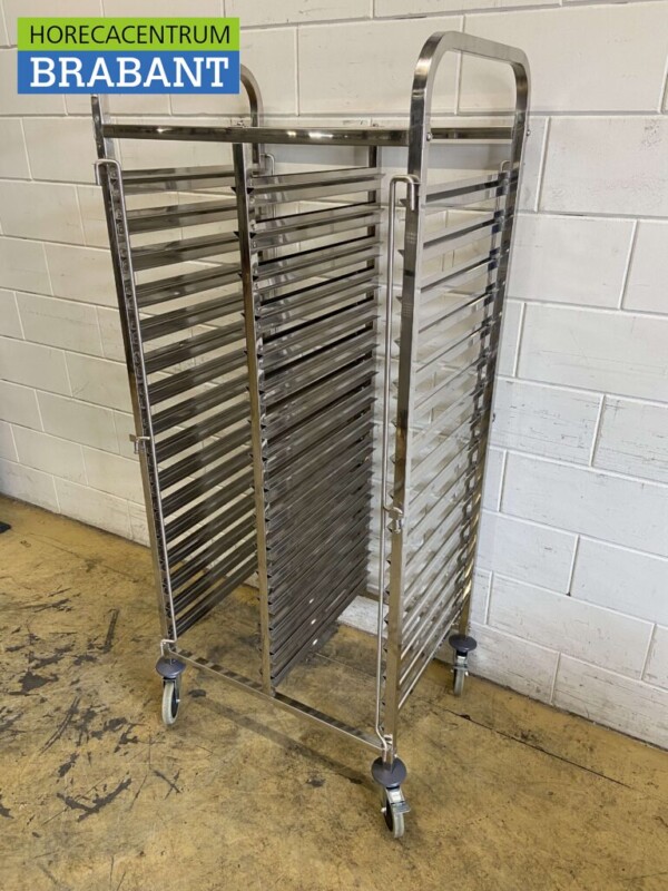 RVS Dubbele regaalwagen 30 x 1/1 Gastronorm GN Horeca - Afbeelding 2