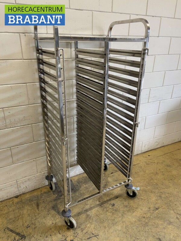 RVS Dubbele regaalwagen 30 x 1/1 Gastronorm GN Horeca - Afbeelding 3