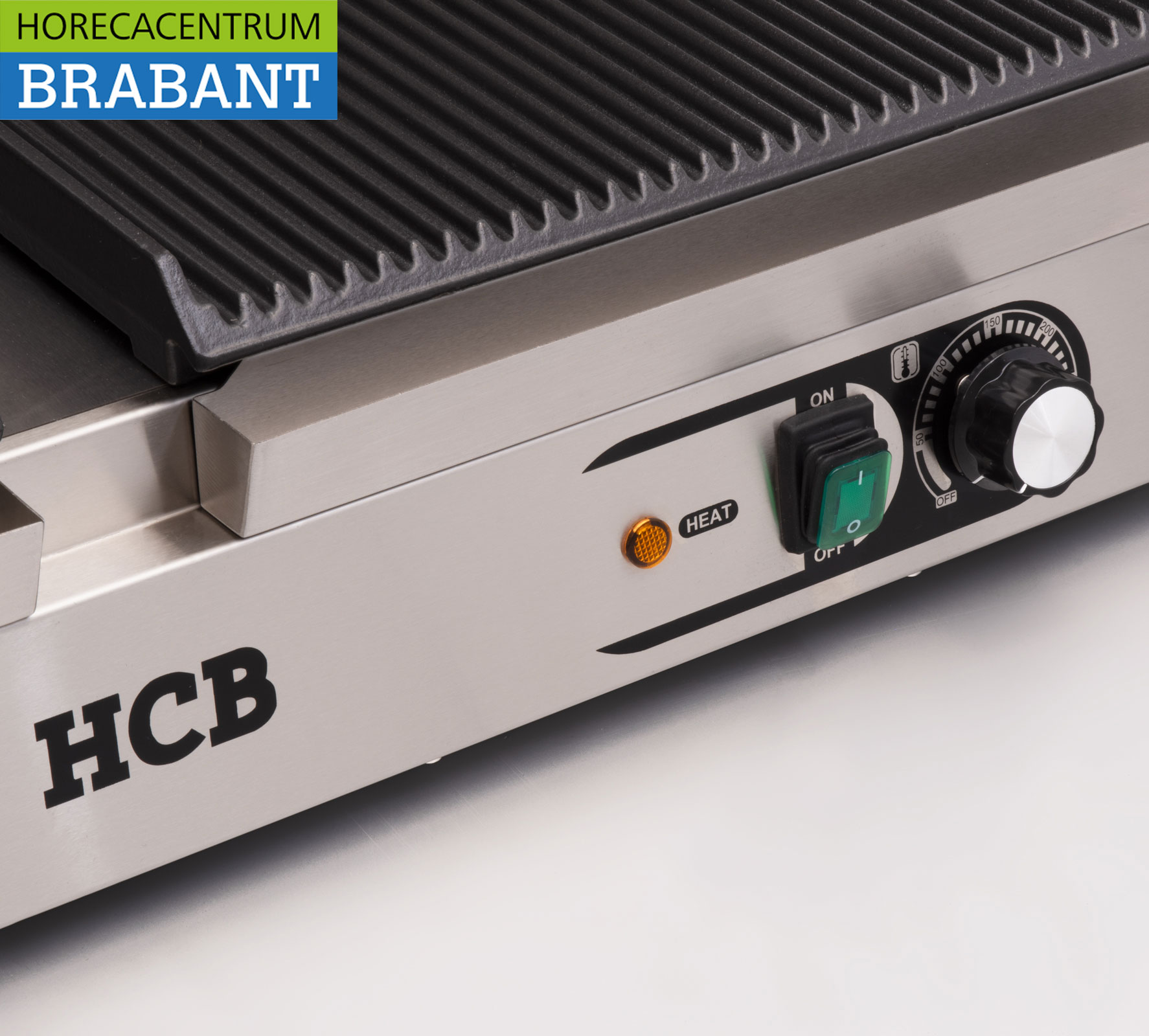 HCB RVS Dubbele Contactgrill Paninigrill Grill XXL Ribbel 230V Horeca - Afbeelding 5