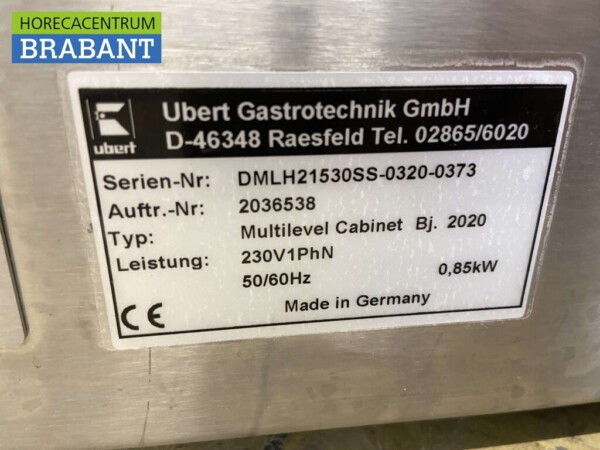 RVS Ubert Warmhoudvitrine Bj. 2020 80 cm 230V Horeca - Afbeelding 9