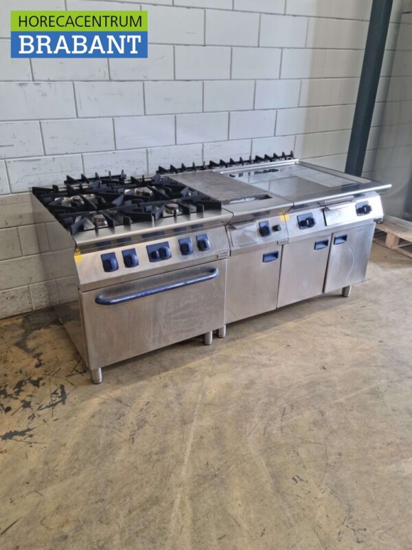 RVS Electrolux Baklijn Fornuis Doorkookplaat en spiegelbakplaat 200 cm GAS Horeca - Afbeelding 8