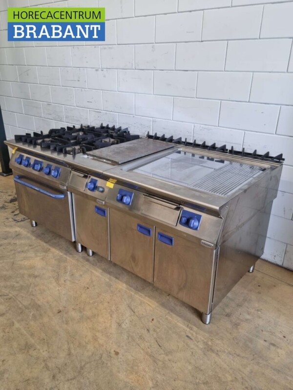 RVS Electrolux Baklijn Fornuis Doorkookplaat en spiegelbakplaat 200 cm GAS Horeca - Afbeelding 7