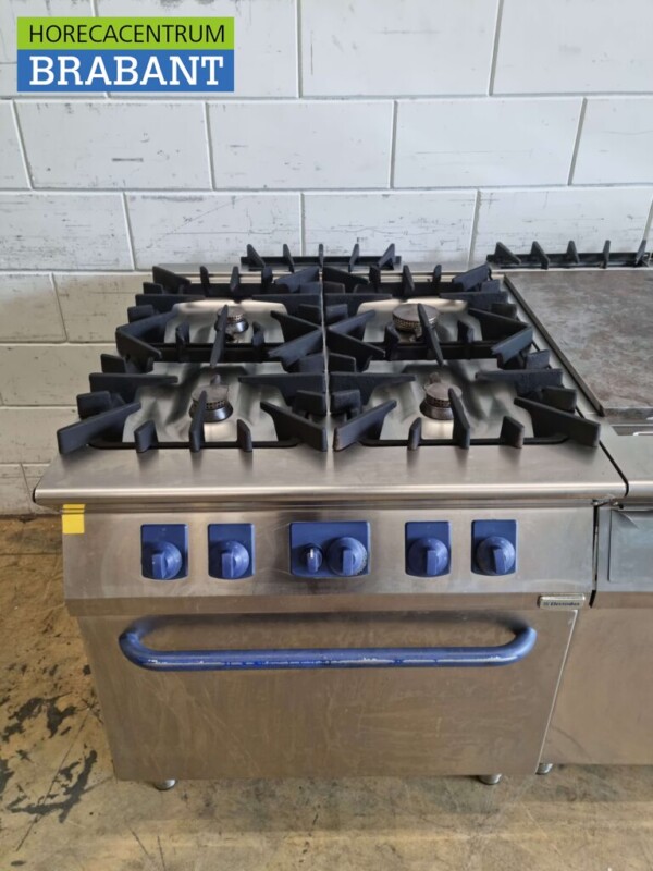 RVS Electrolux Baklijn Fornuis Doorkookplaat en spiegelbakplaat 200 cm GAS Horeca - Afbeelding 6