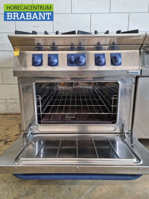 RVS Electrolux Baklijn Fornuis Doorkookplaat en spiegelbakplaat 200 cm GAS Horeca - Afbeelding 5