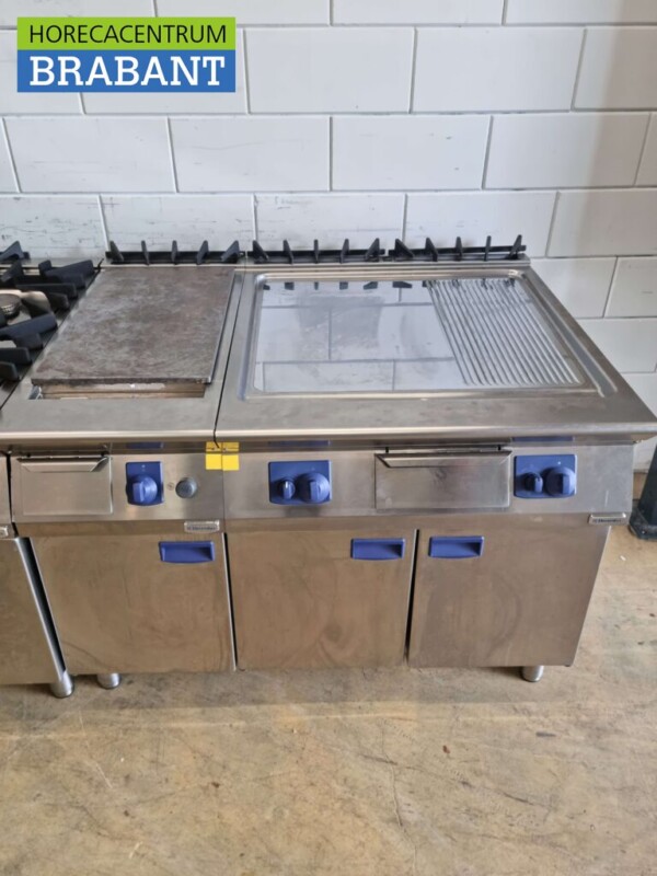 RVS Electrolux Baklijn Fornuis Doorkookplaat en spiegelbakplaat 200 cm GAS Horeca - Afbeelding 4