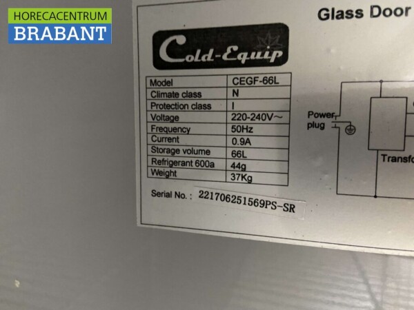 Cold Equip Glasdeur Glazen deur Display Vrieskast Vriezer 66 liter 230V Horeca - Afbeelding 5