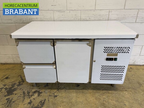 RVS Koelwerkbank 2 laden en 1 deur 136 cm 230V Horeca