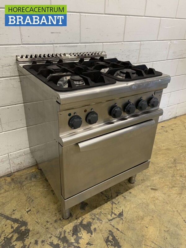 RVS Electrolux 4 pits gasfornuis fornuis met oven 400V 70 cm Horeca - Afbeelding 3