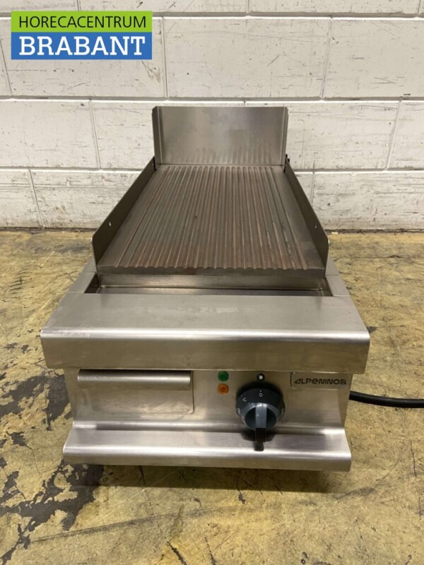 RVS Alpeninox Grillplaat Bakplaat Geribbeld 40 cm 400V Horeca