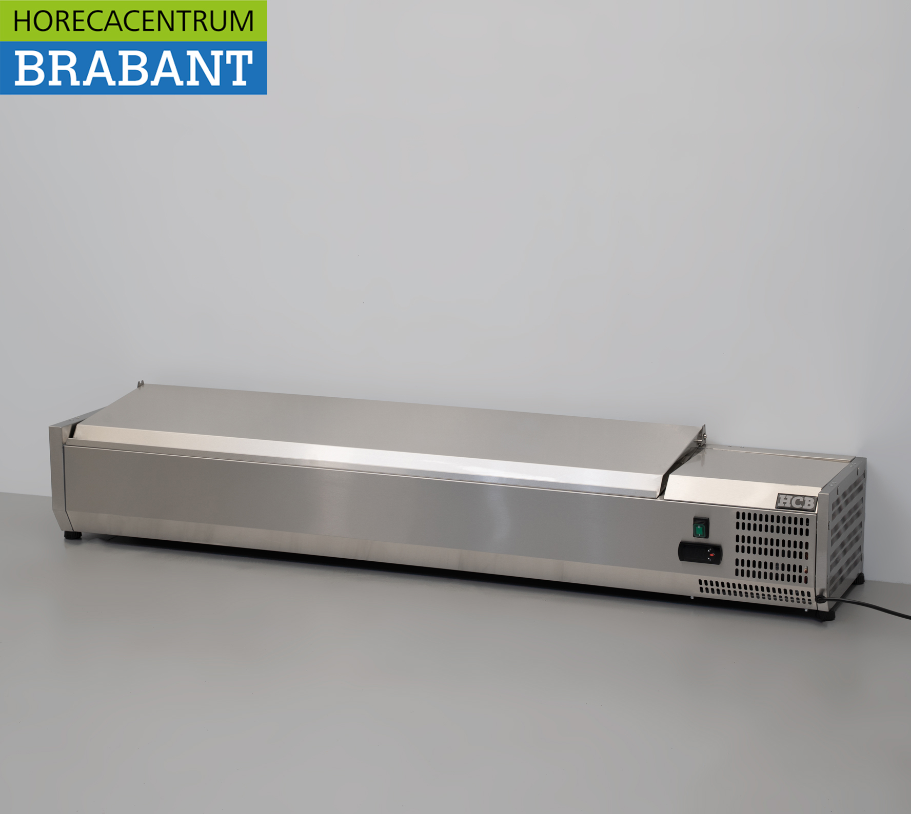 HCB RVS Opzetvitrine Opzet koelvitrine saladière 8 x 1/4 GN 160 cm Horeca - Afbeelding 2