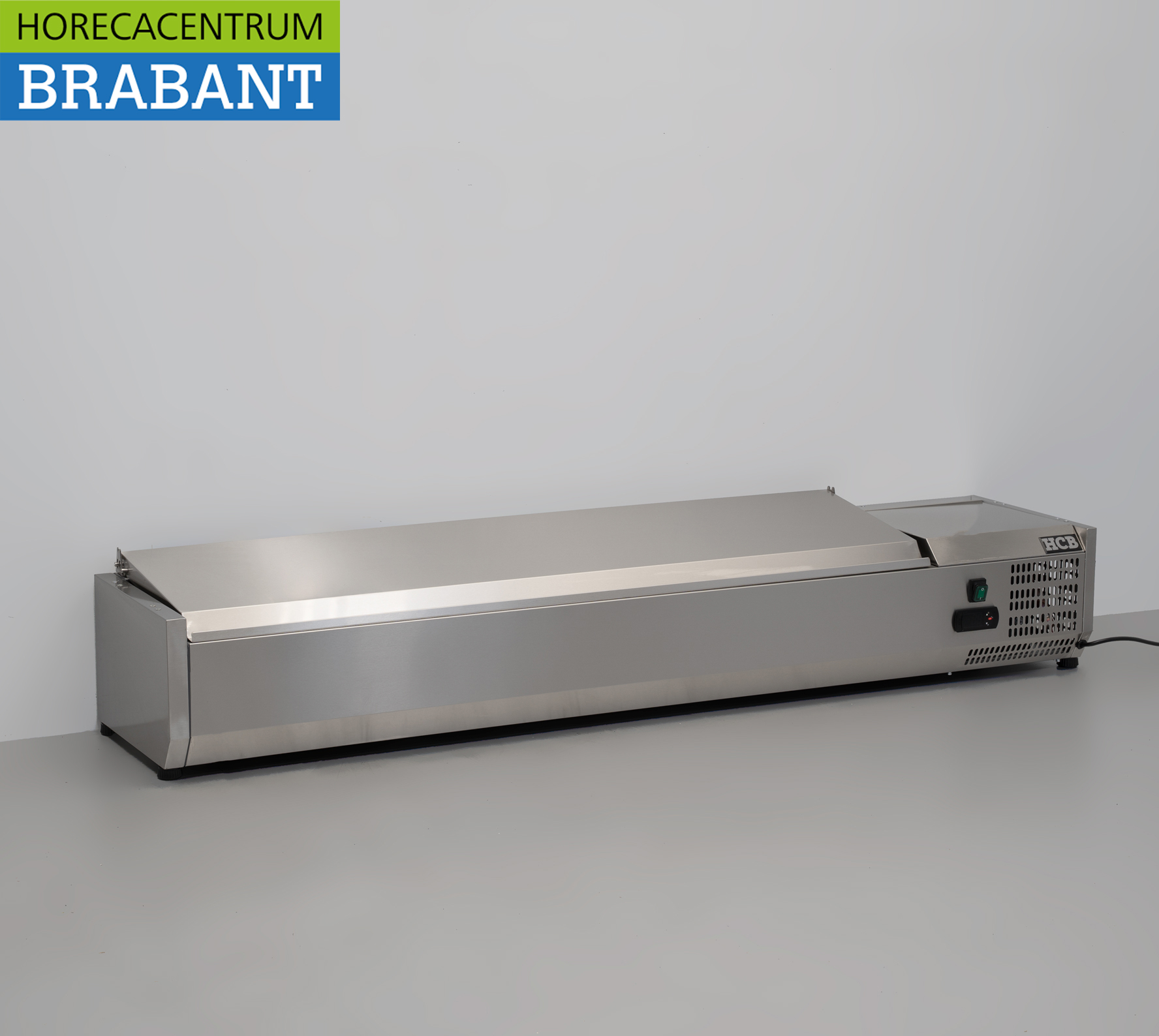 HCB RVS Opzetvitrine Opzet koelvitrine saladière 8 x 1/4 GN 160 cm Horeca - Afbeelding 3