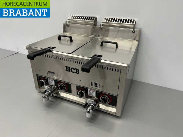 RVS Dubbele Friteuse Frituur 2 x 21 liter PROPAAN gas Horeca - Afbeelding 3