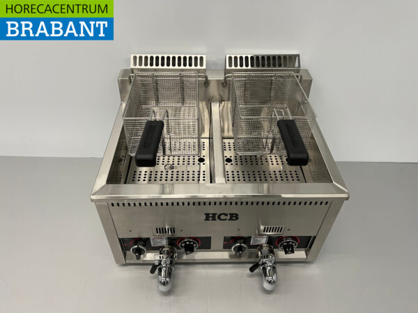 RVS Dubbele Friteuse Frituur 2 x 21 liter PROPAAN gas Horeca - Afbeelding 4
