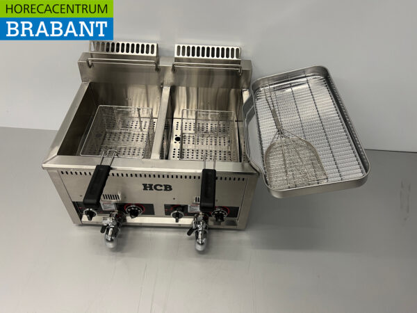 RVS Dubbele Friteuse Frituur 2 x 21 liter PROPAAN gas Horeca - Afbeelding 6