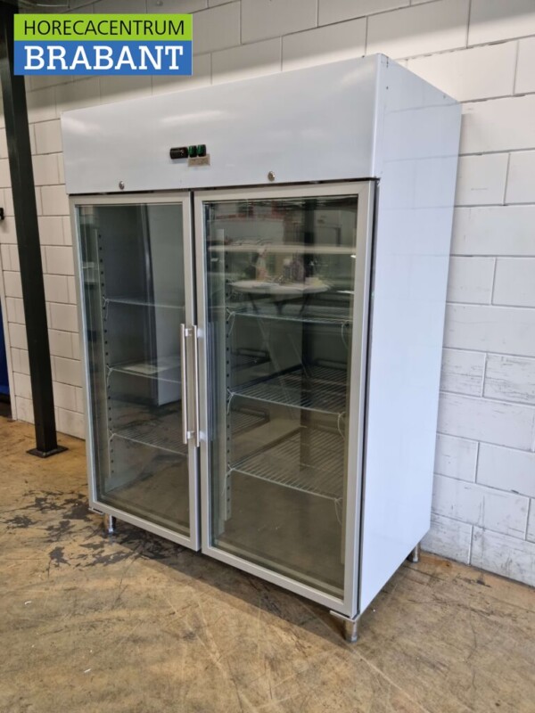 RVS Dubbeldeurs 2-deurs Glasdeur Vriezer Vrieskast 1300 liter 230V Horeca - Afbeelding 2