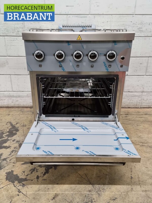 RVS MBM Dexion 4 pits Fornuis Gasfornuis met gasoven oven 70 cm GAS Horeca - Afbeelding 2