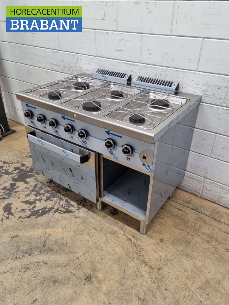 tennis Schande straf RVS MBM Dexion 6 pits Fornuis Gasfornuis met gasoven oven 110 cm GAS Horeca  - Horecacentrum Brabant