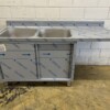 RVS Spoeltafel dubbele spoelbakken schuifdeuren Premium-line 180 cm Horeca