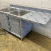 RVS Spoeltafel dubbele spoelbakken schuifdeuren Premium-line 180 cm Horeca - Afbeelding 2