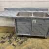 RVS Spoeltafel dubbele spoelbakken schuifdeuren Premium-line 180 cm Horeca