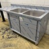RVS Spoeltafel dubbele spoelbakken schuifdeuren Premium-line 180 cm Horeca - Afbeelding 2