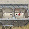 RVS Spoeltafel dubbele spoelbakken schuifdeuren Premium-line 180 cm Horeca - Afbeelding 5