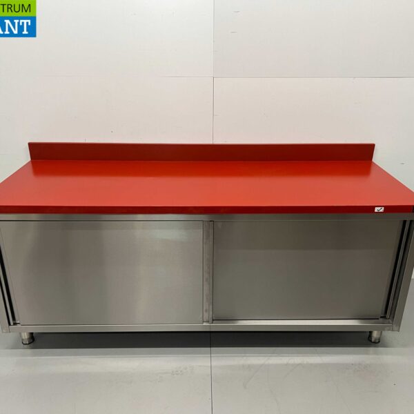 RVS Polyethyleen PE Werkkast Kast Snijtafel Premium-line 2 schuifdeuren 200 cm Horeca Slagerij