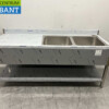 RVS Spoeltafel dubbele spoelbakken Premium-line Gelast model 200 cm Horeca