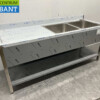 RVS Spoeltafel dubbele spoelbakken Premium-line Gelast model 200 cm Horeca - Afbeelding 3