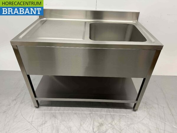 RVS Spoeltafel spoelbak Premium-line Gelast model 120 cm Horeca
