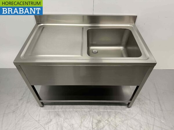 RVS Spoeltafel spoelbak Premium-line Gelast model 120 cm Horeca - Afbeelding 4