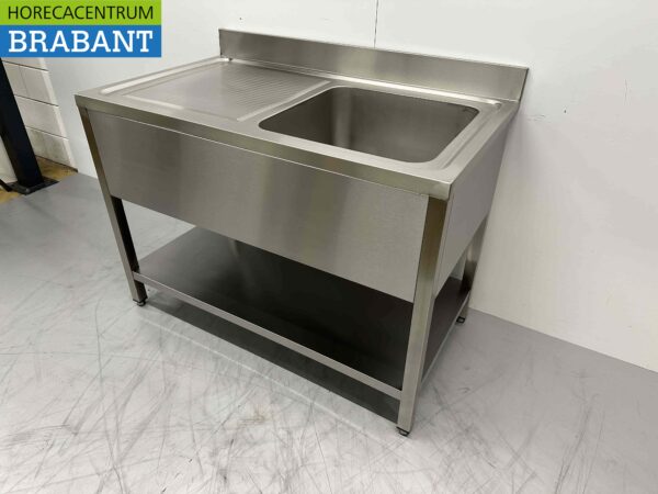 RVS Spoeltafel spoelbak Premium-line Gelast model 120 cm Horeca - Afbeelding 2