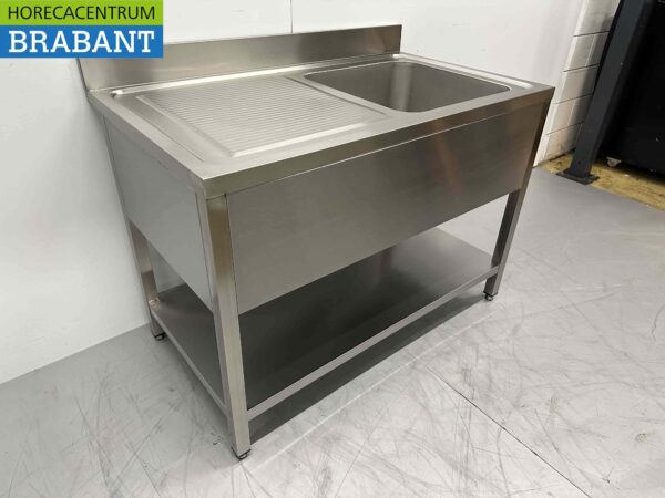 RVS Spoeltafel spoelbak Premium-line Gelast model 120 cm Horeca - Afbeelding 3