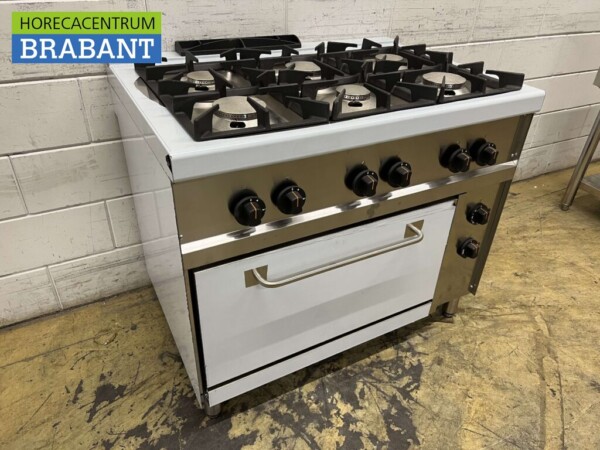 RVS Giga 6 pits Fornuis Gasfornuis met elektrische oven 100 cm GAS/400V Horeca - Afbeelding 3