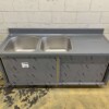 RVS Spoeltafel Dubbele Spoelbakken 2 schuifdeuren Premium-line 180 cm Horeca - Afbeelding 2
