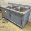 RVS Spoeltafel Dubbele Spoelbakken 2 schuifdeuren Premium-line 160 cm Horeca - Afbeelding 3