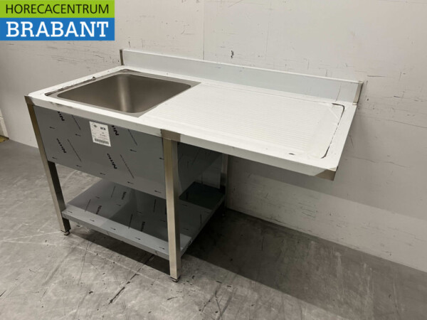 RVS Spoeltafel Spoelbak Gelast model Premium-line 140 cm Horeca - Afbeelding 2