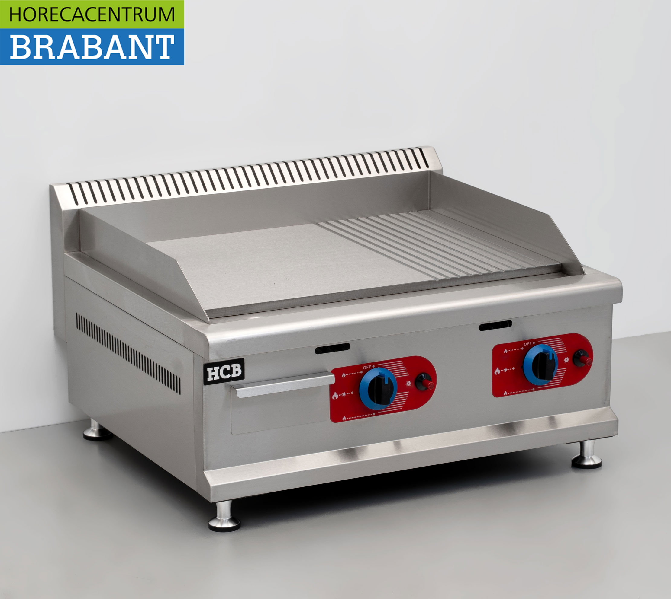 HCB RVS Bakplaat Grillplaat 1/2 geribbeld 65,5 cm PROPAAN Horeca - Afbeelding 3