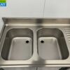 HCB RVS Spoeltafel dubbele spoelbakken Premium-line 2 schuifdeuren 160 cm Horeca - Afbeelding 4