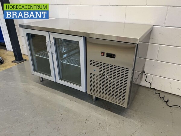 RVS Koelwerkbank 2 glasdeuren glazen deur 1/1 GN 139 cm 230V Horeca - Afbeelding 2