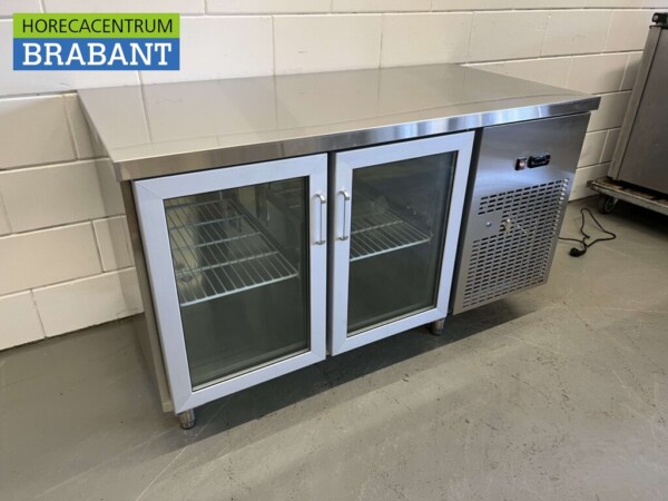 RVS Koelwerkbank 2 glasdeuren glazen deur 1/1 GN 139 cm 230V Horeca - Afbeelding 3