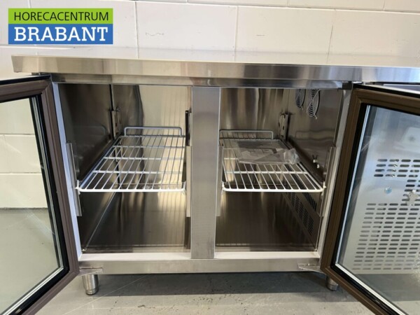RVS Koelwerkbank 2 glasdeuren glazen deur 1/1 GN 139 cm 230V Horeca - Afbeelding 4