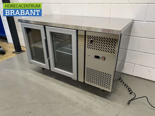 RVS Koelwerkbank 2 glasdeuren glazen deur 1/1 GN 136 cm 230V Horeca - Afbeelding 2