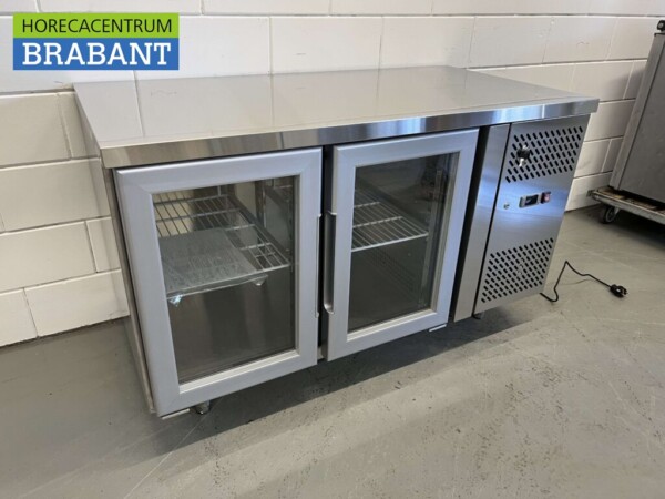 RVS Koelwerkbank 2 glasdeuren glazen deur 1/1 GN 136 cm 230V Horeca - Afbeelding 3