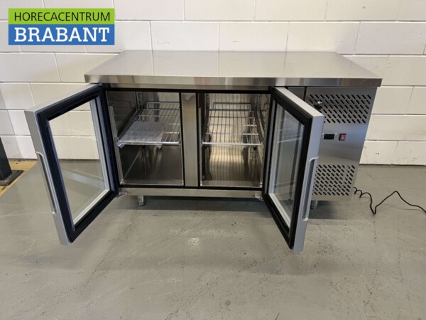 RVS Koelwerkbank 2 glasdeuren glazen deur 1/1 GN 136 cm 230V Horeca - Afbeelding 4