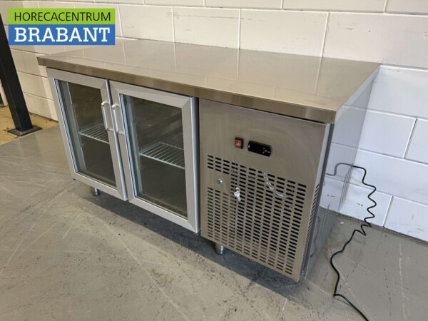 RVS Koelwerkbank 2 glasdeuren glazen deur 1/1 GN 139 cm 230V Horeca - Afbeelding 7